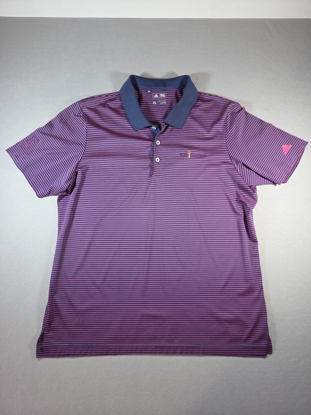 Adidas Men's THE PLAYERS TPC Purple Striped Polo Shirt - Performance Golf Style